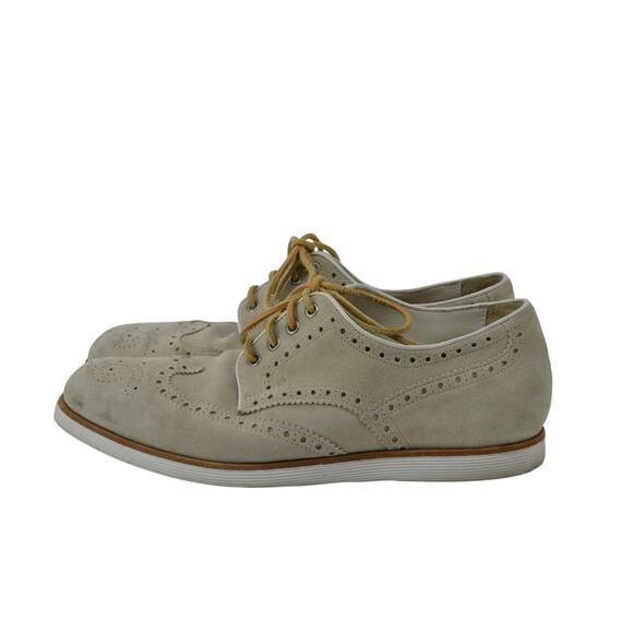 Santoni Wingtip Men's Size 10.5 Oxford Lace Up Preppy Beige - Picture 1 of 16